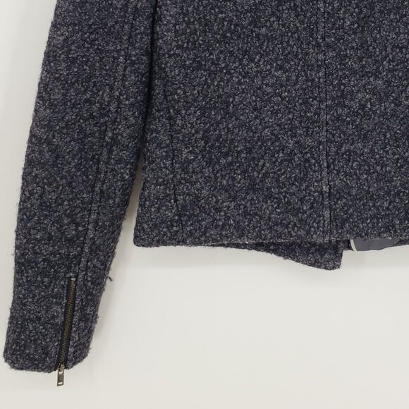 Banana Republic Boucle Tweed Asymmetrical Zip up Moto Jacket 0P  Gray Black - Picture 8 of 9